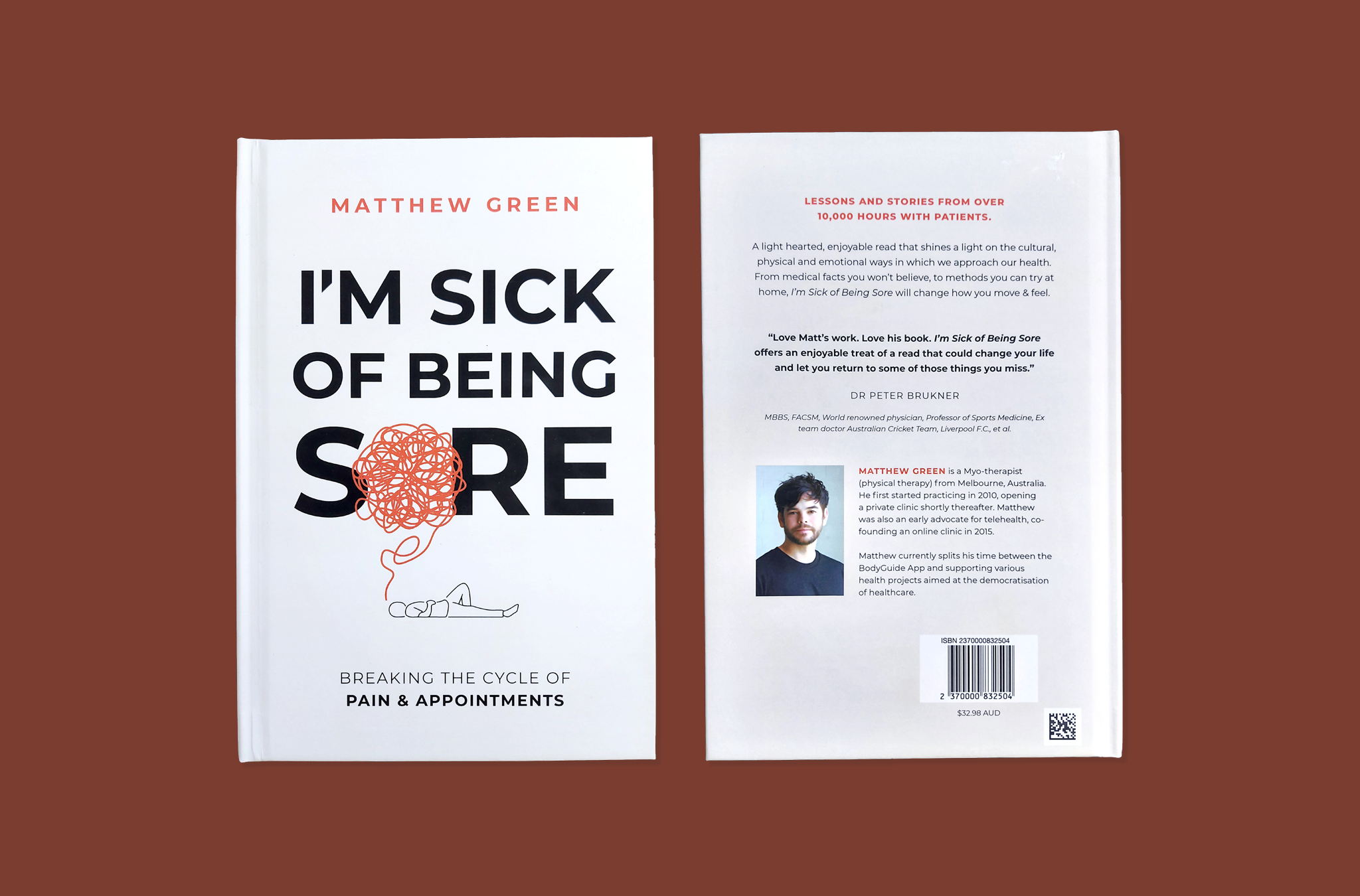 The front and back covers of the book, I'm Sick Of Being Sore.
